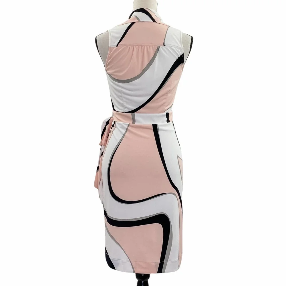 NEW York & Company Pink Abstract Wrap Dress